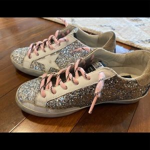Golden Goose Glitter Superstar with Pink Laces